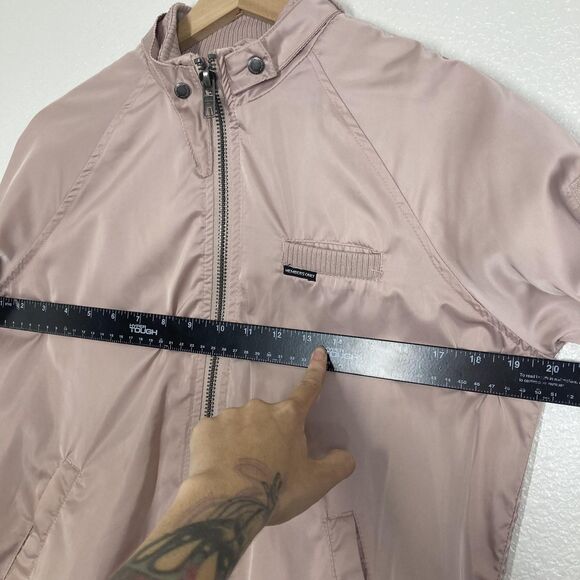 Members Only Jacket Mens Small Pink Iconic Racer Bomber Zip Pocket Polyester - Picture 7 of 16